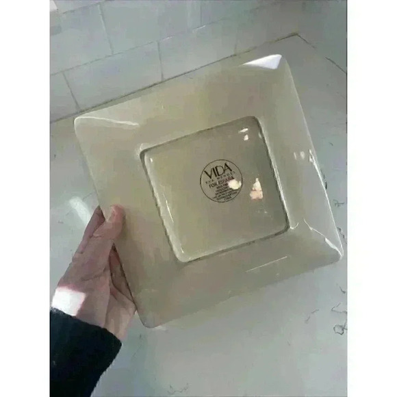 VIDA by Eva Mendes for ESPANA Rose Print Large Square Salad Plate 8.5" HTF Rare - Picture 4 of 5